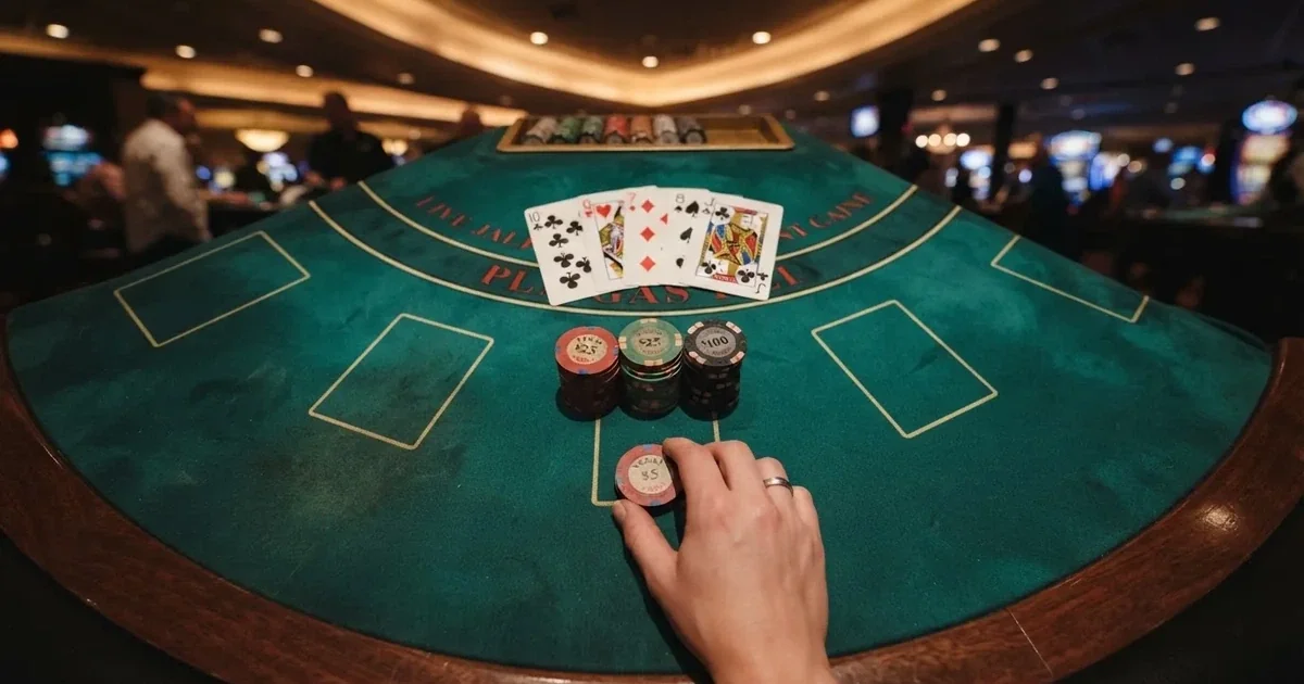 Opplyst spillebord med kort, sett ovenfra — live roulette in norway
